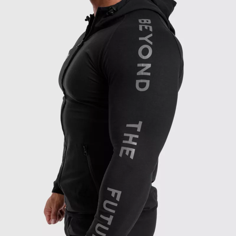 Férfi Slim Fit pulcsi Beyond the Future, fekete-7