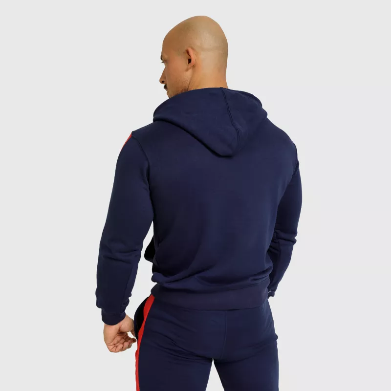 Kapucnis cipzáros pulcsi Iron Aesthetics Tricolora, navy-3
