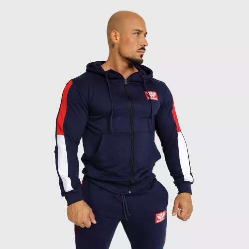 Kapucnis cipzáros pulcsi Tricolora, navy