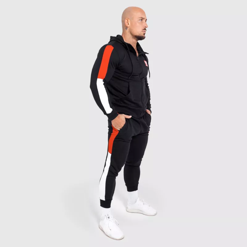 Kapucnis cipzáros pulcsi Iron Aesthetics Tricolora, fekete-6