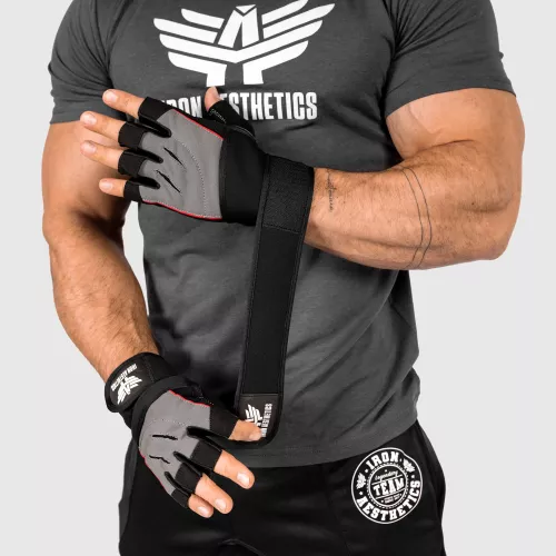 Edzőkesztyű Iron Aesthetics Leather Beast, szürke