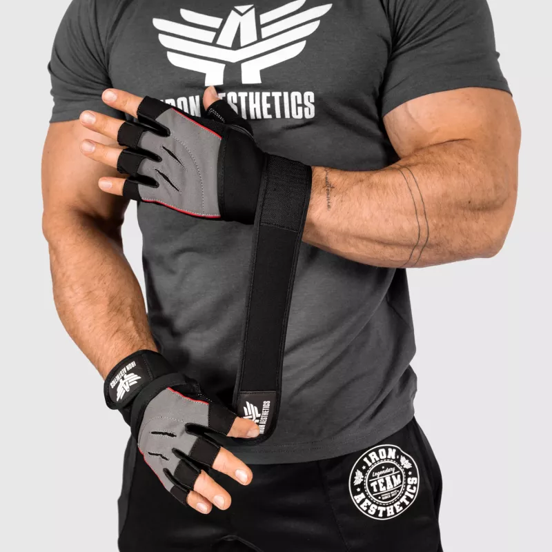 Edzőkesztyű Iron Aesthetics Leather Beast, szürke-2