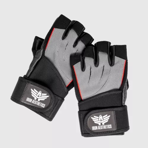 Edzőkesztyű Iron Aesthetics Leather Beast, szürke