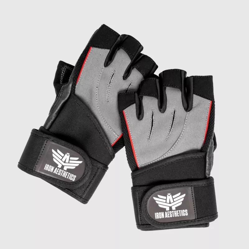 Edzőkesztyű Iron Aesthetics Leather Beast, szürke-1