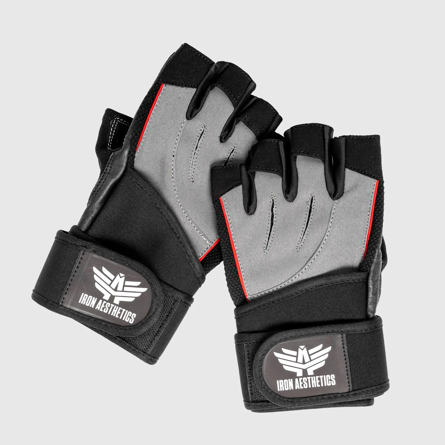 Edzőkesztyű Iron Aesthetics Leather Beast, szürke-1