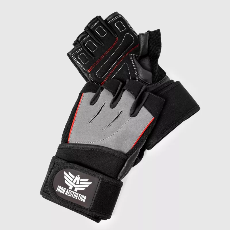 Edzőkesztyű Iron Aesthetics Leather Beast, szürke-7