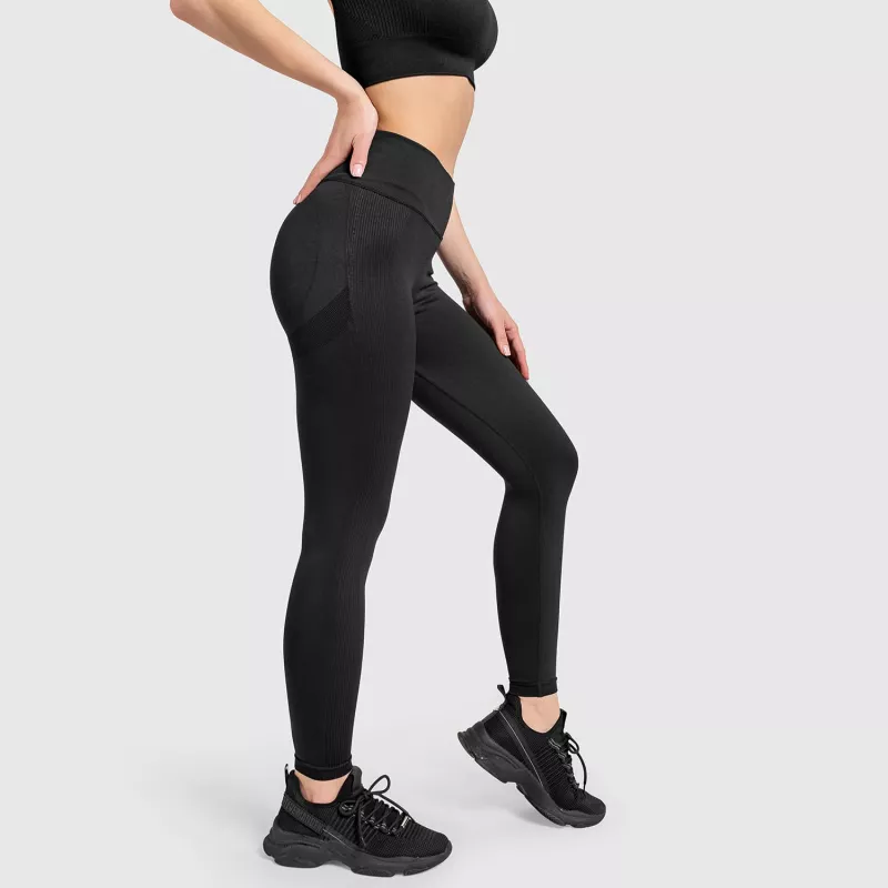 Varrás nélküli leggings Iron Aesthetics Seamless Butt, fekete-2
