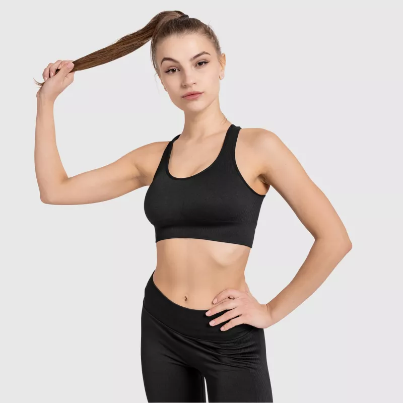 Varrás nélküli sportmelltartó Iron Aesthetics Seamless Butt, fekete-2