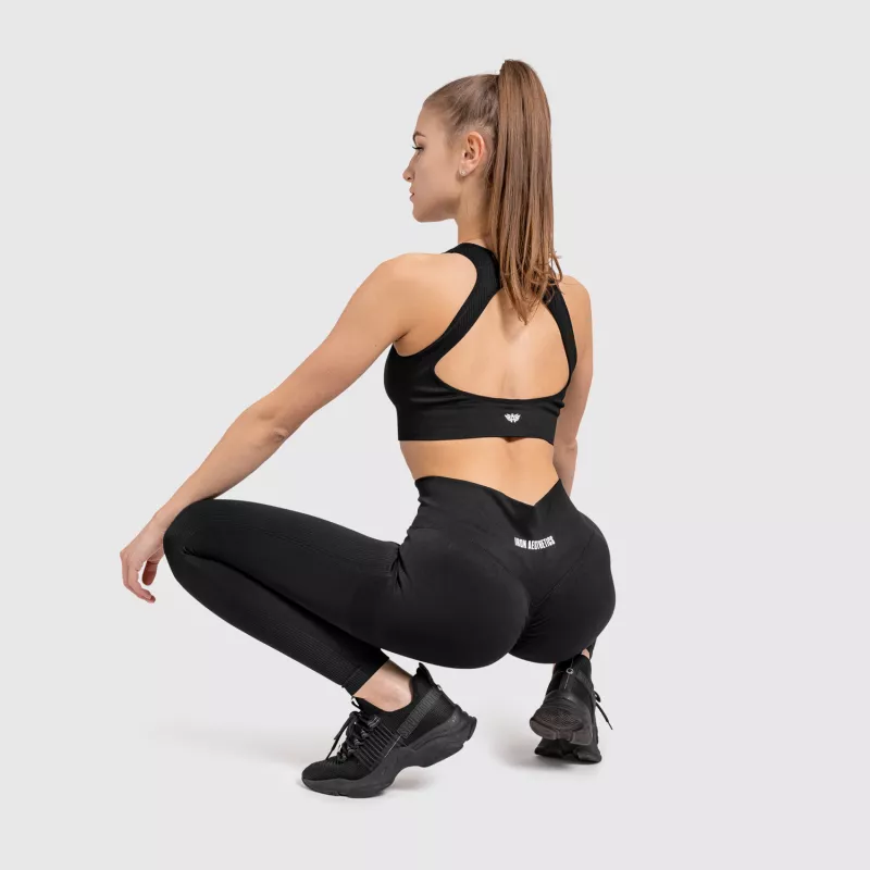 Varrás nélküli sportmelltartó Iron Aesthetics Seamless Butt, fekete-9