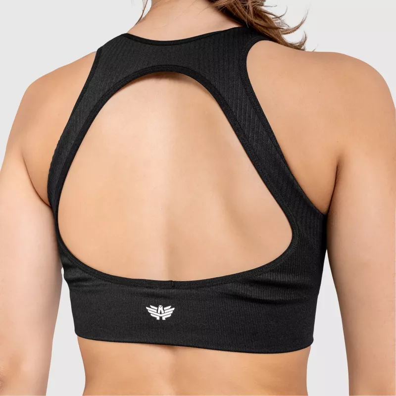 Varrás nélküli sportmelltartó Iron Aesthetics Seamless Butt, fekete-6
