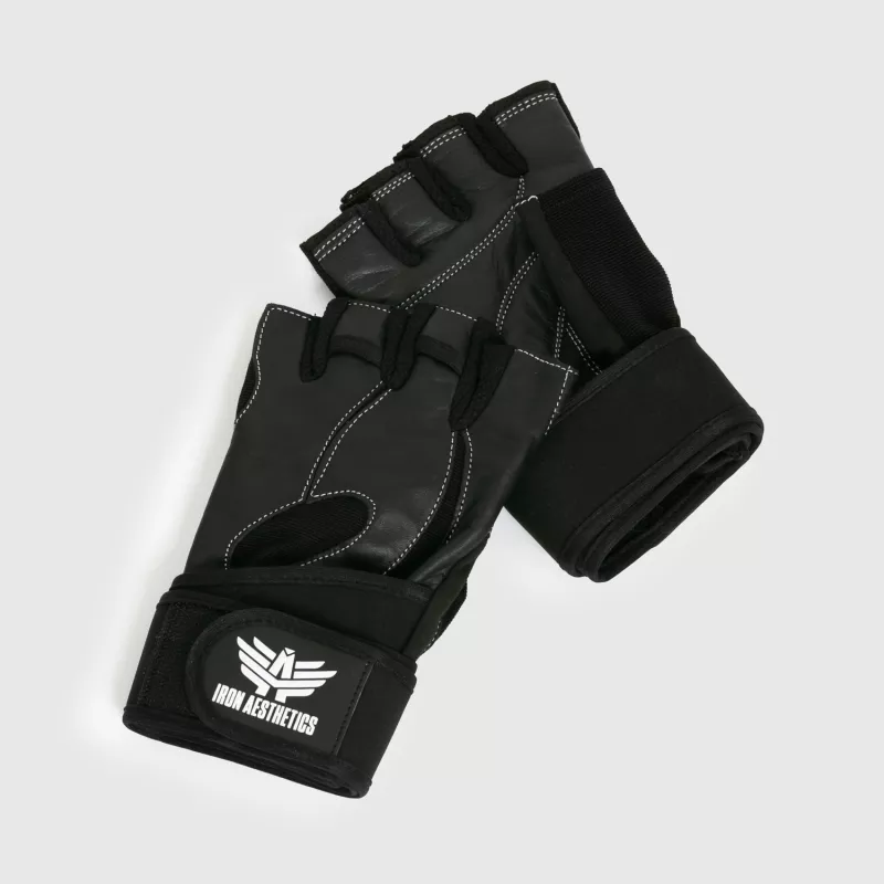 Edzőkesztyű Iron Aesthetics Leather Lift, fekete-3