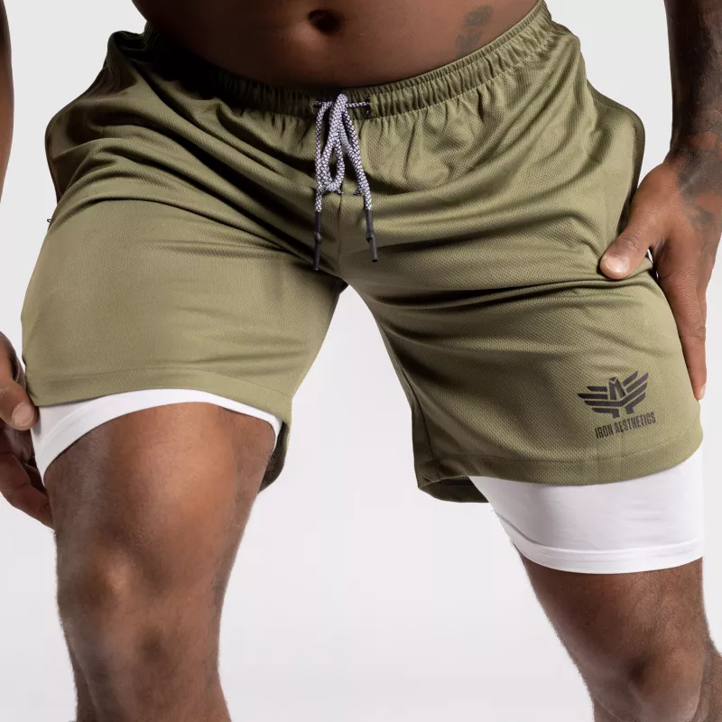 Funkcionális short Iron Aesthetics Stretch 2in1, zöld-2