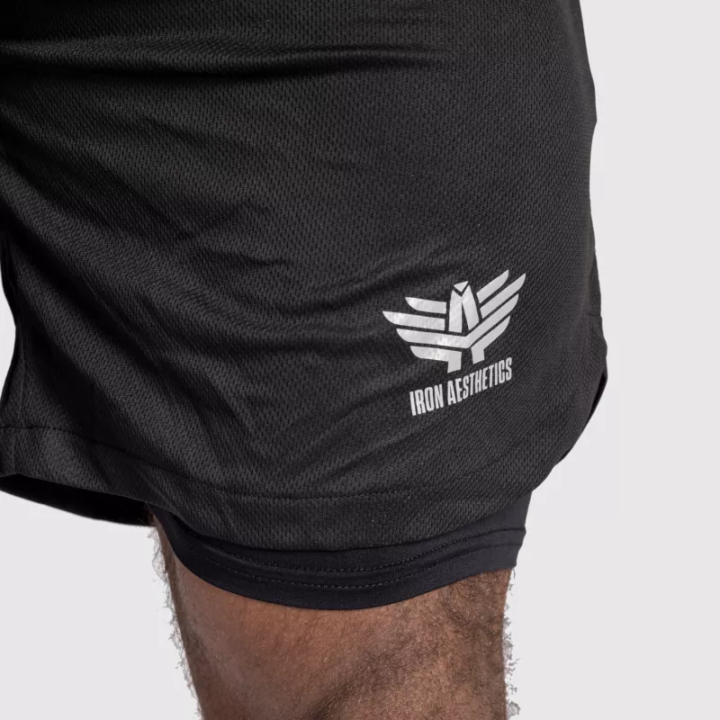 Funkcionális short Iron Aesthetics Stretch 2in1, fekete-8