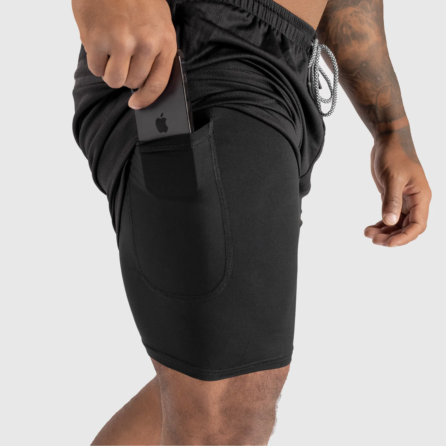 Funkcionális short Iron Aesthetics Stretch 2in1, fekete-1