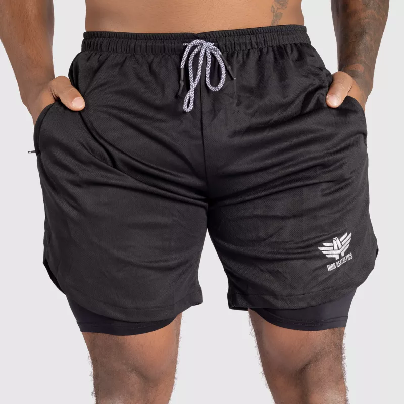 Funkcionális short Iron Aesthetics Stretch 2in1, fekete-2