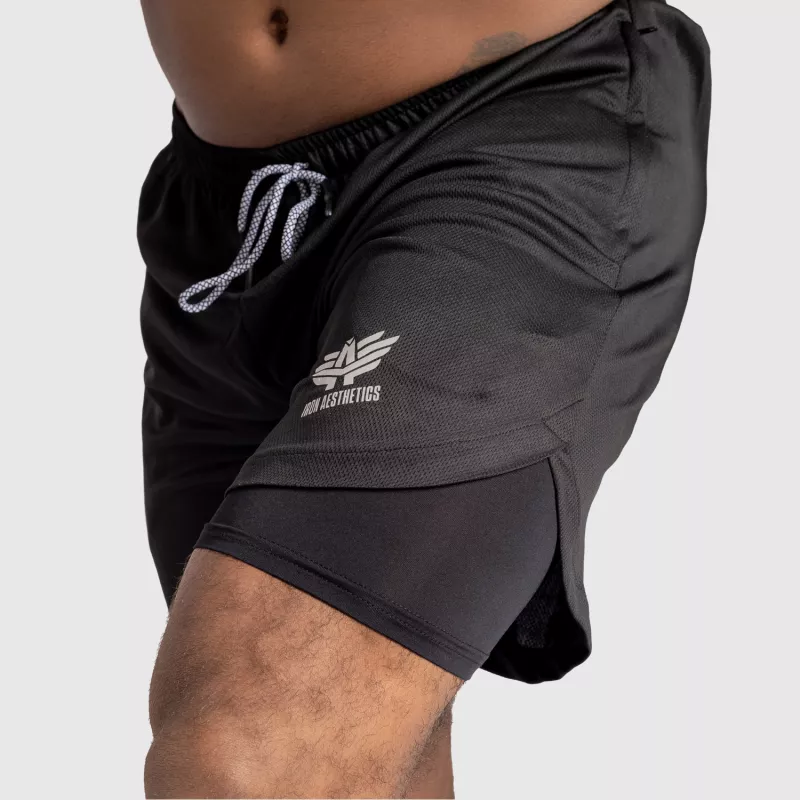 Funkcionális short Iron Aesthetics Stretch 2in1, fekete-3