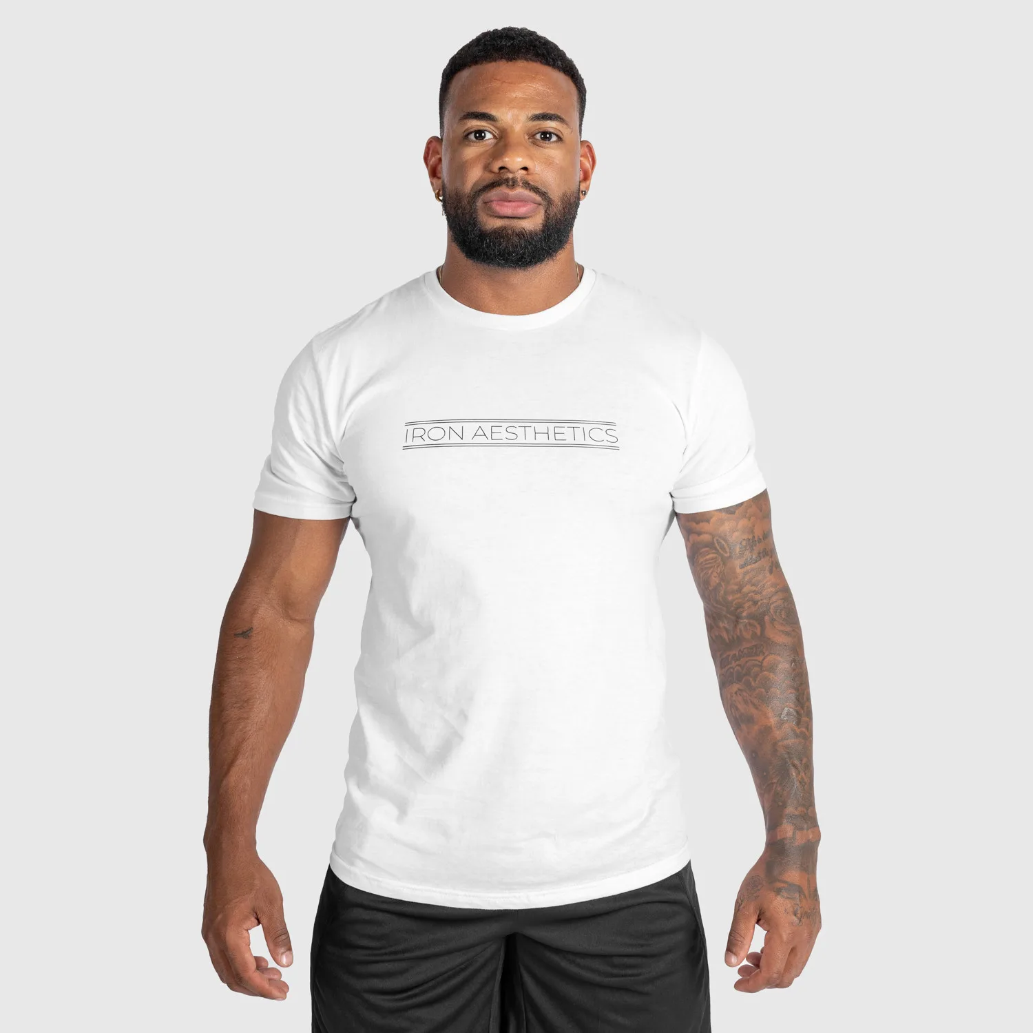 Férfi fitness póló Iron Aesthetics Glam, fehér-1