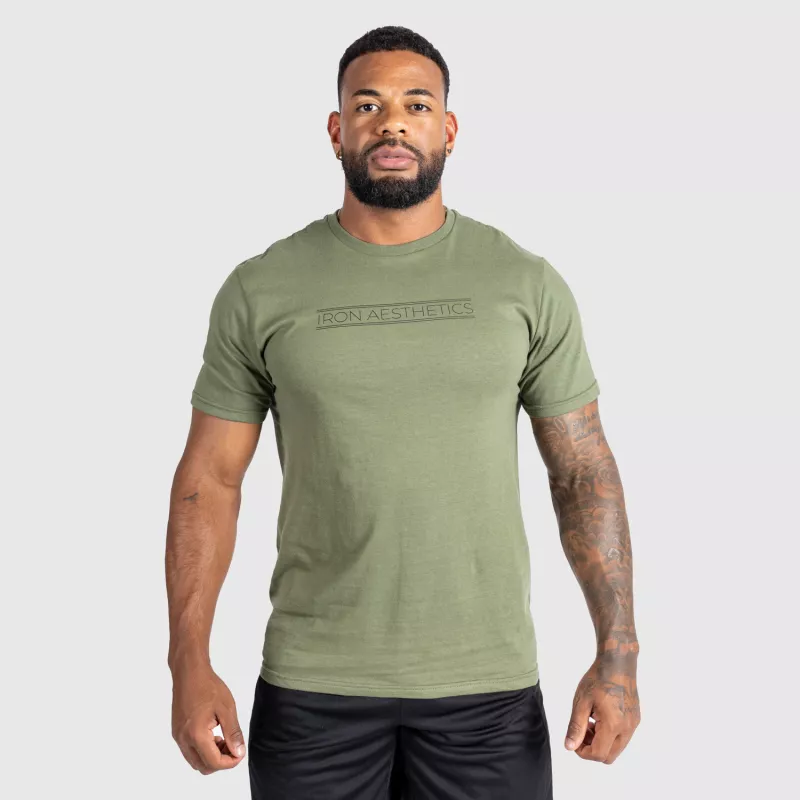 Férfi fitness póló Iron Aesthetics Glam, katonazöld-1