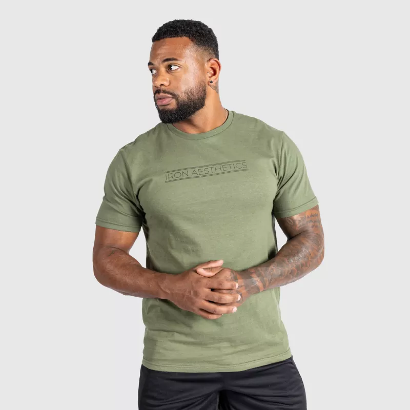 Férfi fitness póló Iron Aesthetics Glam, katonazöld-3