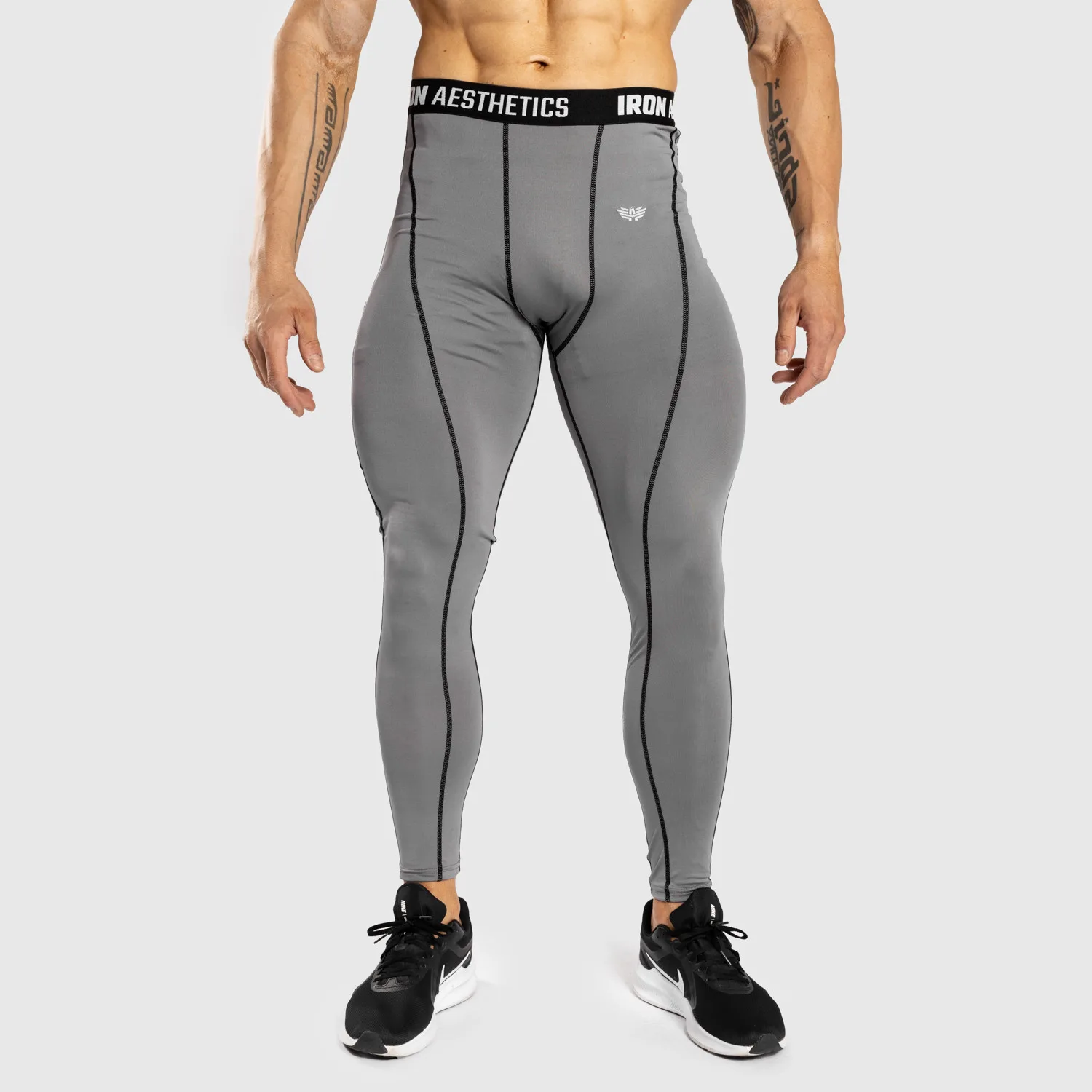Férfi sportleggings Iron Aesthetics Dry Cool, szürke-1