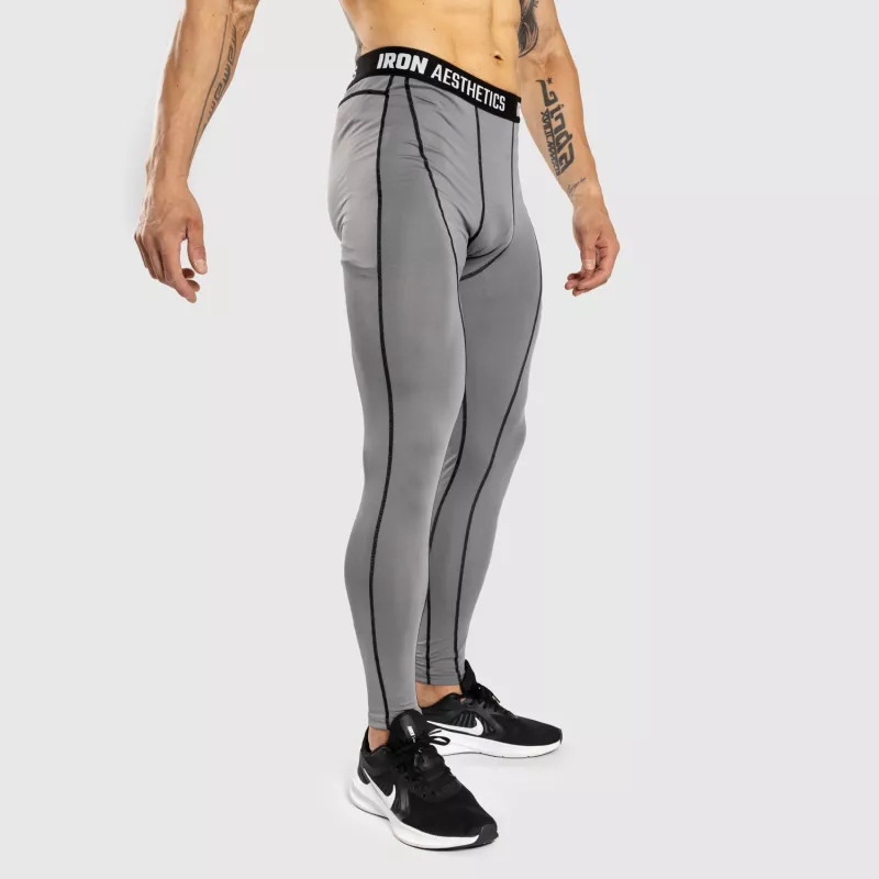 Férfi sportleggings Iron Aesthetics Dry Cool, szürke-3