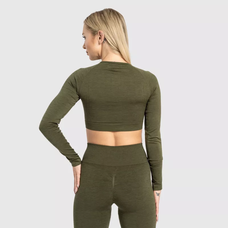 Női sport crop top Iron Aesthetics Solid, zöld-3