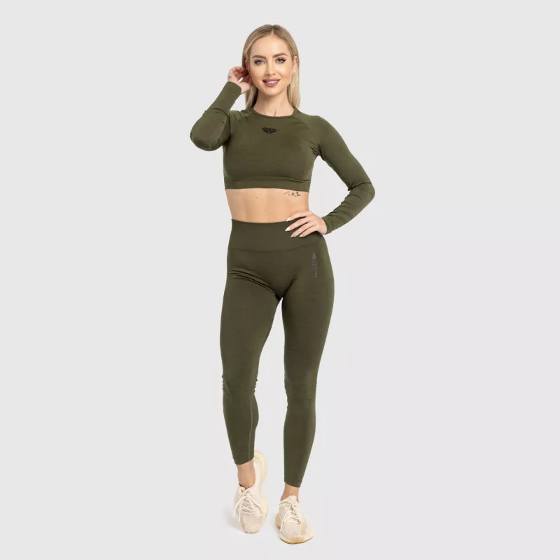 Női sport crop top Iron Aesthetics Solid, zöld-9