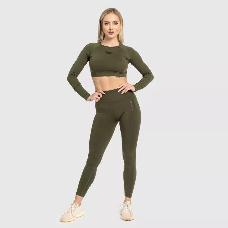 Női sport crop top Iron Aesthetics Solid, zöld-10