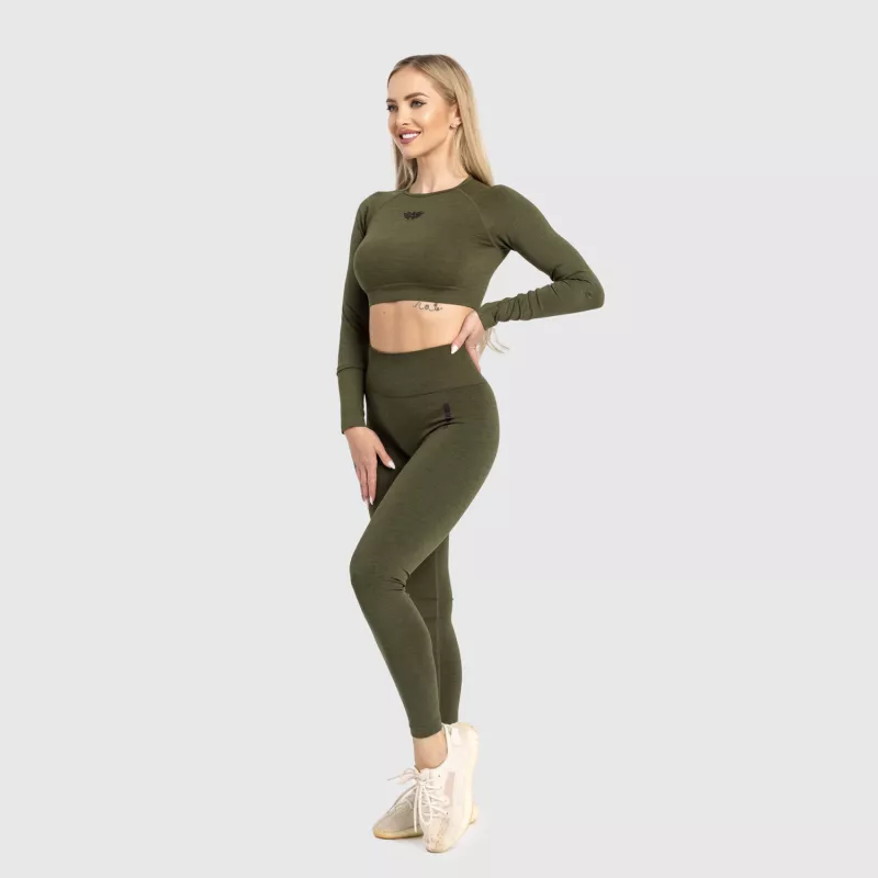 Női sport crop top Iron Aesthetics Solid, zöld-11