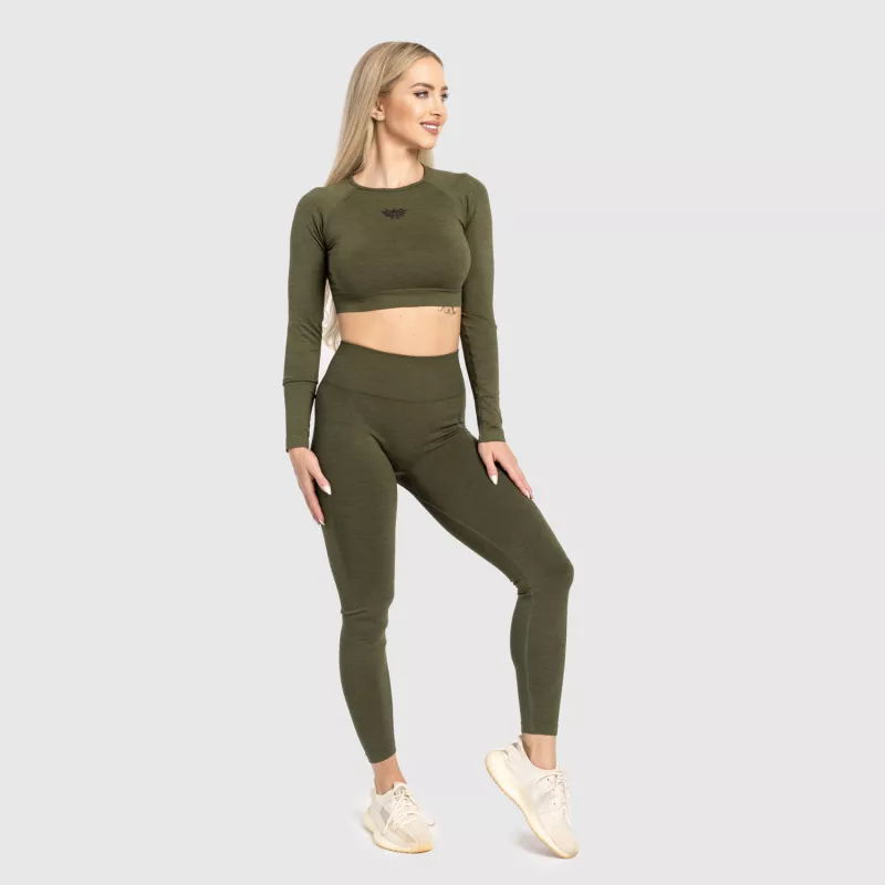 Női sport crop top Iron Aesthetics Solid, zöld-12