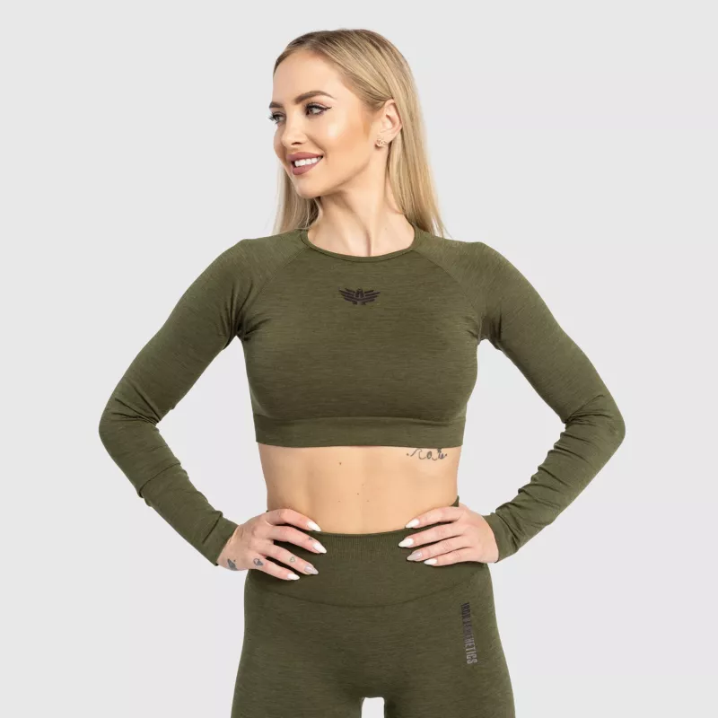 Női sport crop top Iron Aesthetics Solid, zöld-6