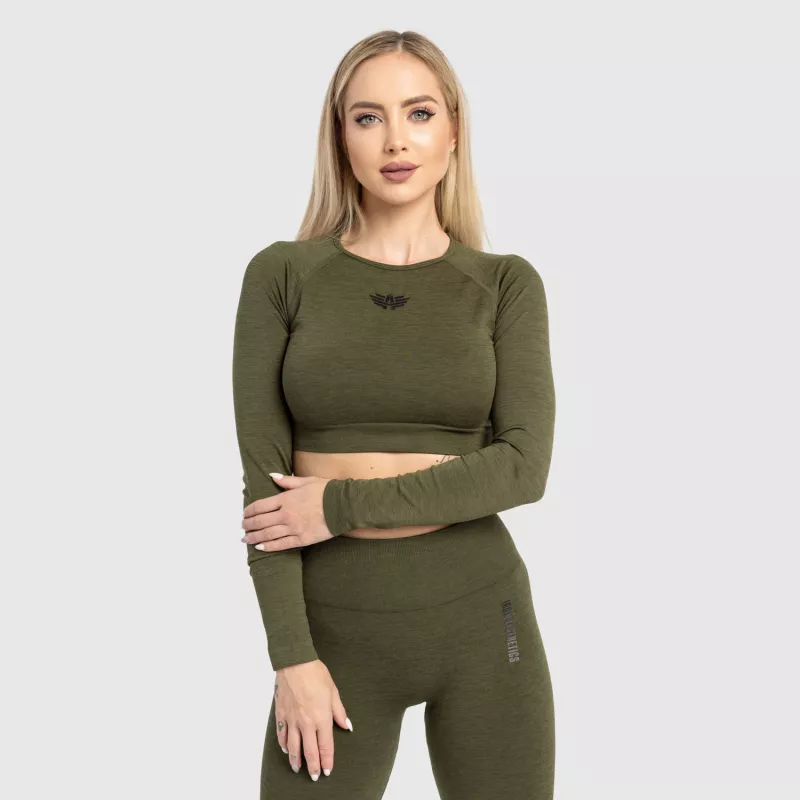 Női sport crop top Iron Aesthetics Solid, zöld-5