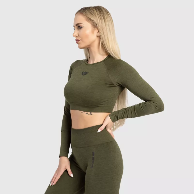 Női sport crop top Iron Aesthetics Solid, zöld-1