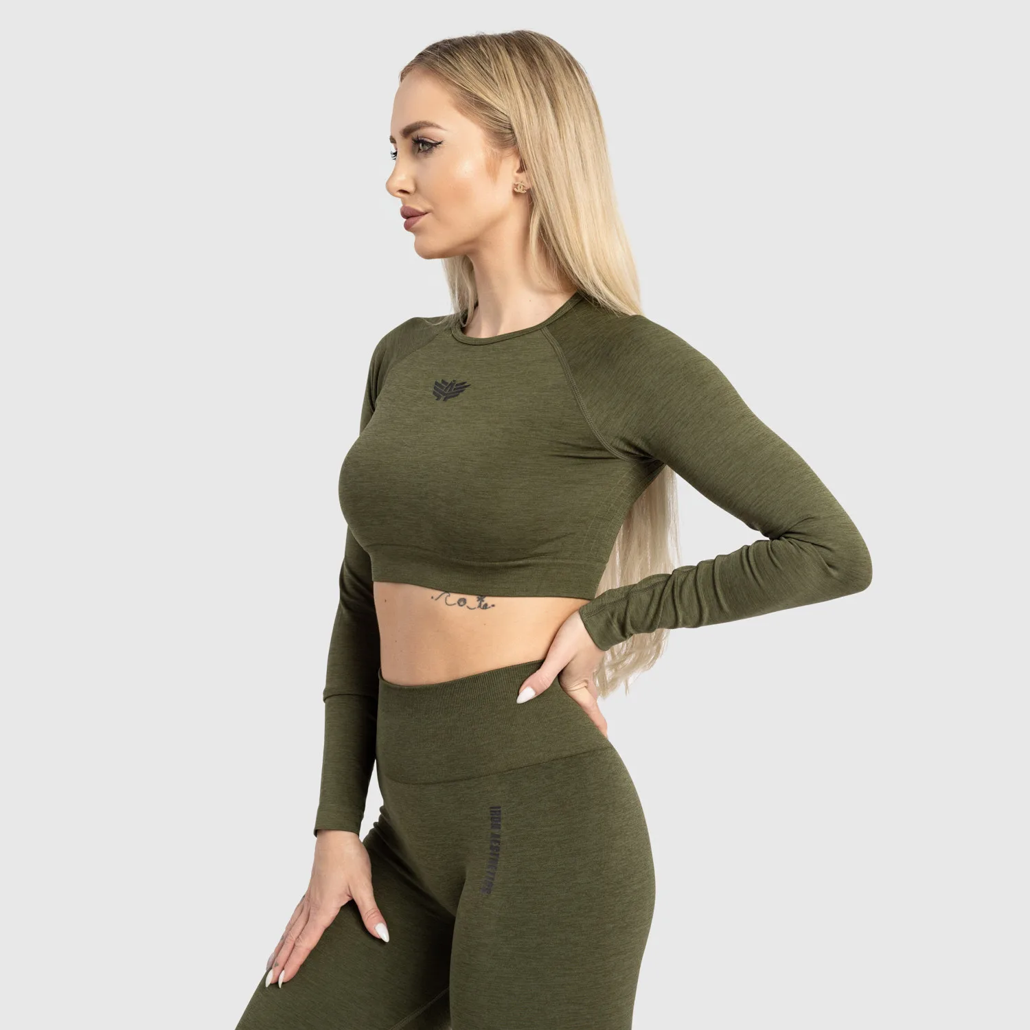 Női sport crop top Iron Aesthetics Solid, zöld-1
