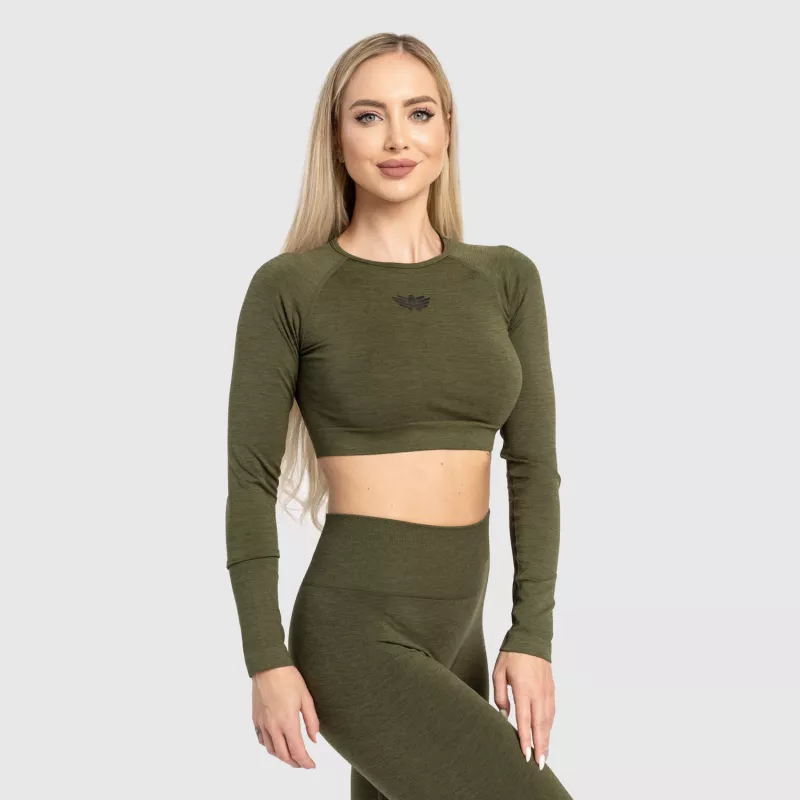 Női sport crop top Iron Aesthetics Solid, zöld-2