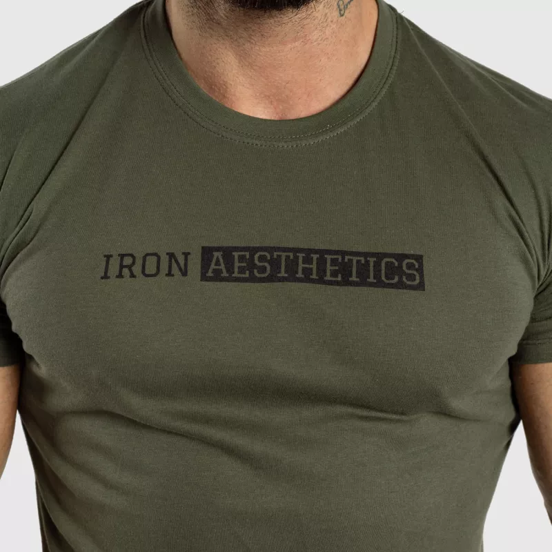 Férfi fitness póló Iron Aesthetics Gym, katonazöld-5
