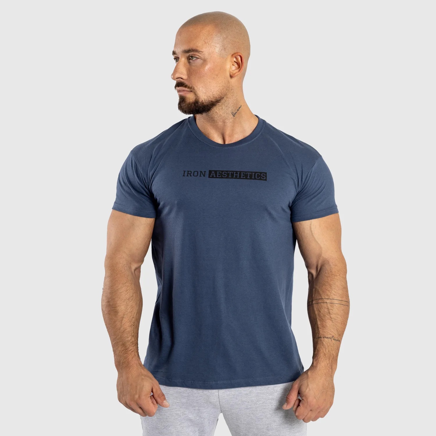 Férfi fitness póló Iron Aesthetics Gym, kék-1
